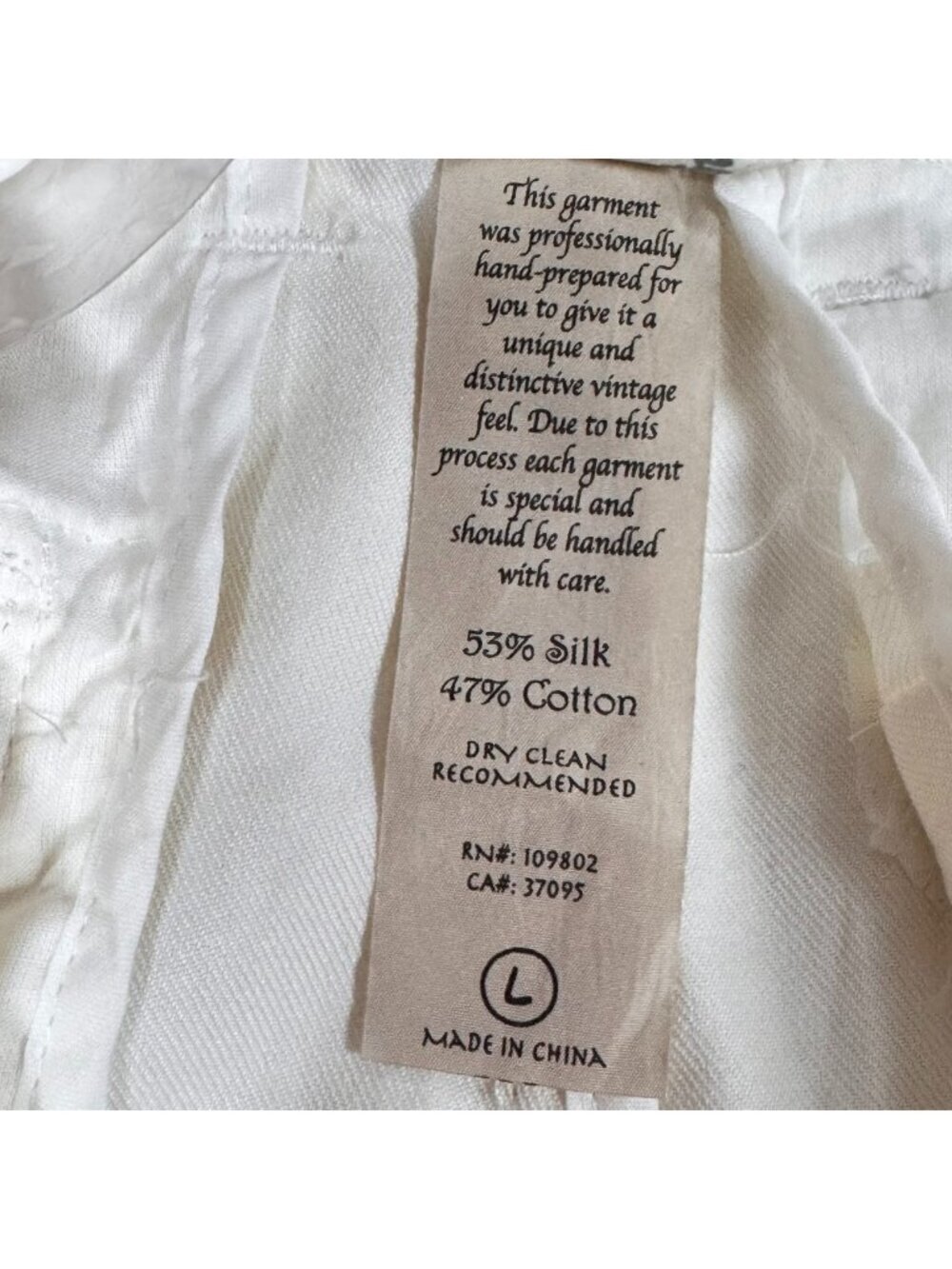 NWT Vintage Y2K Da-Nang Capri Pants Sz L Ivory Silk Cotton Blend Rare - Picture 16 of 16